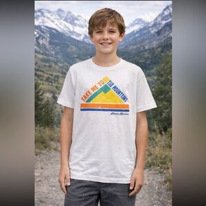 NWT Eddie Bauer “Take Me To The Mountains” Short Sleeved T-Shirt Kids Large